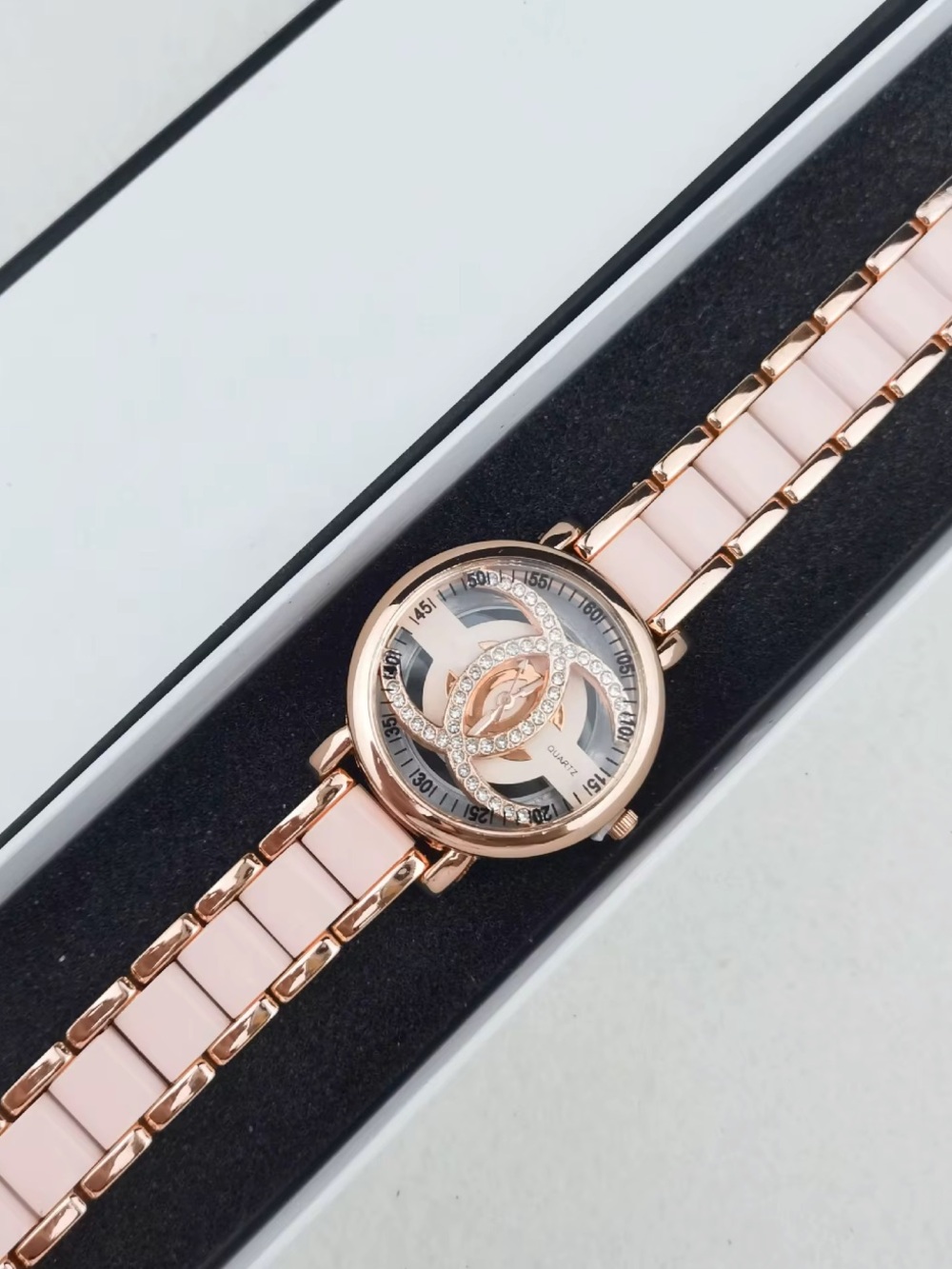 & Other Stories Rose Gold and Blush Ceramic Link Watch